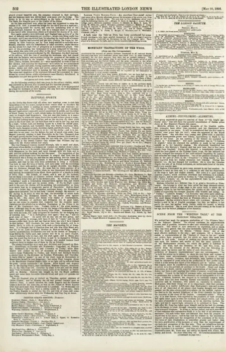 Framed Print : May 10th 1856 p502 Illustrated London News Framed Print : May 10th 1856 p502 Illustrated London News