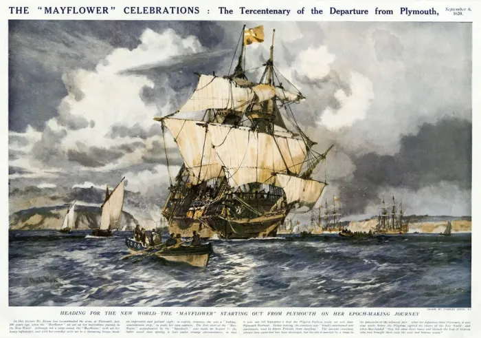 Framed Print : The Mayflower setting out from Plymouth Framed Print : The Mayflower setting out from Plymouth
