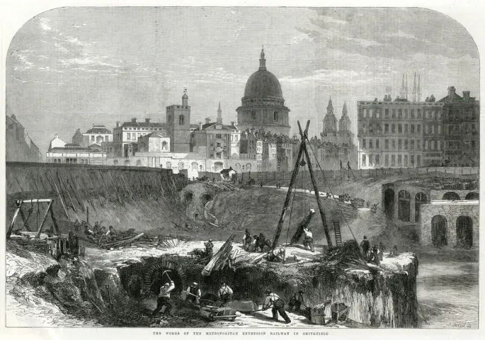 Framed Print : Metropolitan Extension under construction 1864 Framed Print : Metropolitan Extension under construction 1864