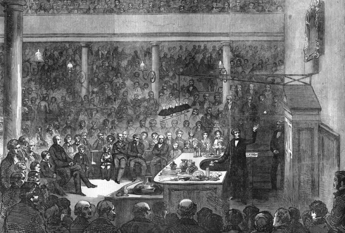 Framed Print : Michael Faraday Lecturing at the Royal Institution, London Framed Print : Michael Faraday Lecturing at the Royal Institution, London