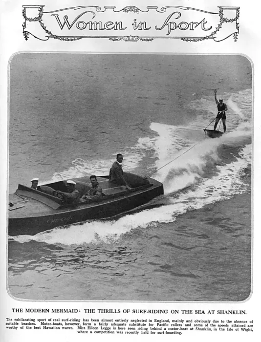 Framed Print : Miss Eileen Legge water skiing or surf riding at Shanklin Framed Print : Miss Eileen Legge water skiing or surf riding at Shanklin