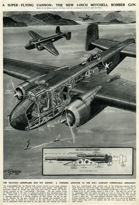 Framed Print : Mitchell bomber gun by G. H. Davis Framed Print : Mitchell bomber gun by G. H. Davis