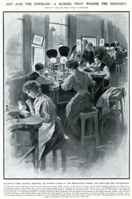 Framed Print : Mixed gender evening class at an arts school 1909