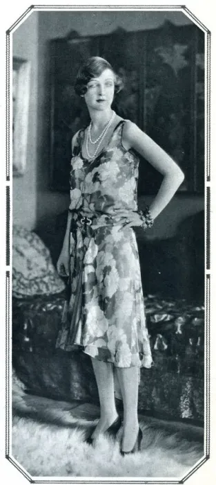 Framed Print : Mme, Drake-Exner wearing in a dress of her own design