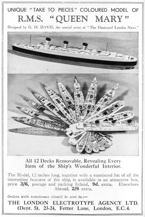 Framed Print : Model of the Queen Mary by G. H. Davis