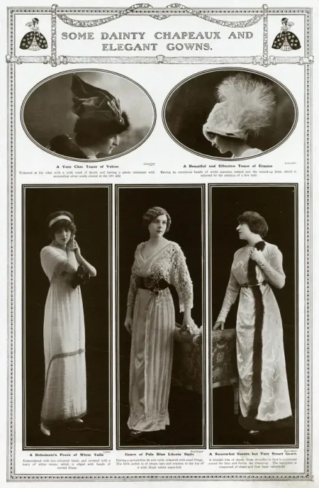Framed Print : Models wearing elegant gowns 1912