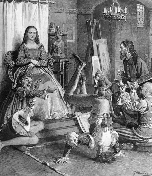 Framed Print : The Mona Lisa Smile by Fortunino Matania