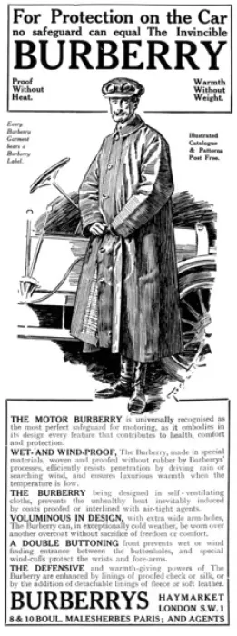 Framed Print : The Motor Burberry advertisement, 1919