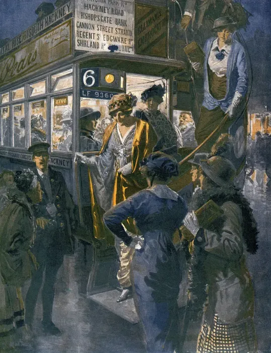 Framed Print : A Motor Bus during the London Season, 1914 by Matania Framed Print : A Motor Bus during the London Season, 1914 by Matania