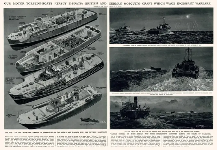 Framed Print : Motor torpedo boats v. E-boats by G. H. Davis Framed Print : Motor torpedo boats v. E-boats by G. H. Davis