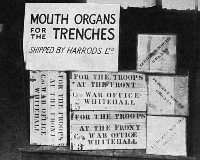 Framed Print : Mouth Organs for the Trenches, WW1 Framed Print : Mouth Organs for the Trenches, WW1