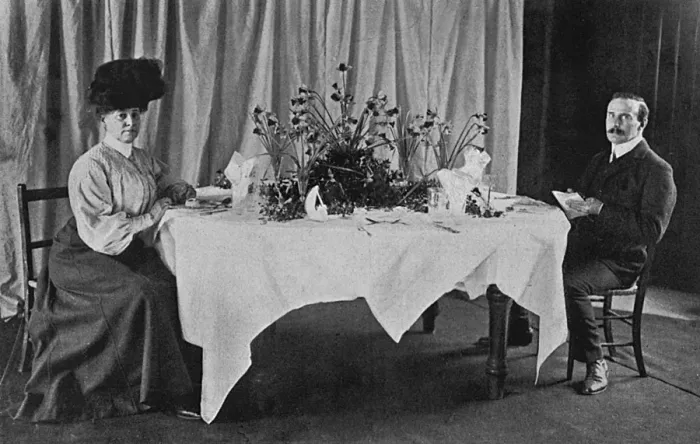 Framed Print : Mr Eustace Miles in his restaurant at Charing Cross Framed Print : Mr Eustace Miles in his restaurant at Charing Cross