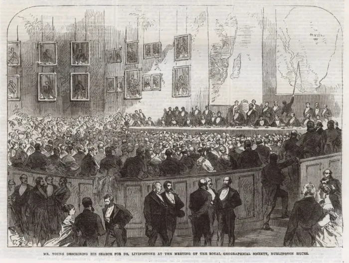 Framed Print : Mr. Young describing search for Livingstone