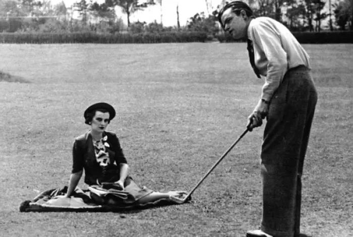 Framed Print : Mrs Charles Sweeny watching her husband play golf Framed Print : Mrs Charles Sweeny watching her husband play golf