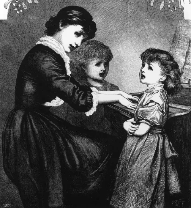 Framed Print : Music at home: Family at the piano Framed Print : Music at home: Family at the piano