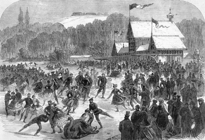 Framed Print : Napoleon III skating on a pond in winter 1867 Framed Print : Napoleon III skating on a pond in winter 1867