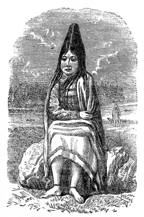 Framed Print : Native American Indian Girl with conical head, 1863