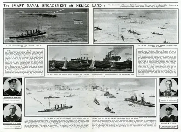 Framed Print : Naval engagement off Heligoland by G. H. Davis Framed Print : Naval engagement off Heligoland by G. H. Davis