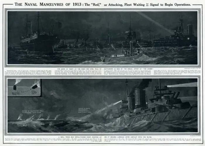 Framed Print : Naval manoeuvres of 1913 by G. H. Davis Framed Print : Naval manoeuvres of 1913 by G. H. Davis