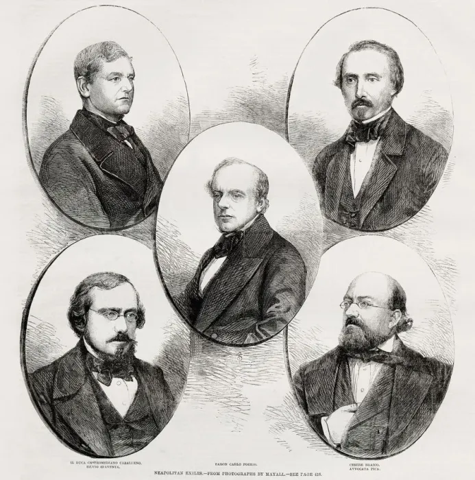 Framed Print : Neapolitan exiles in London: Il Duca Castromediano Caballeno (top left) Framed Print : Neapolitan exiles in London: Il Duca Castromediano Caballeno (top left)