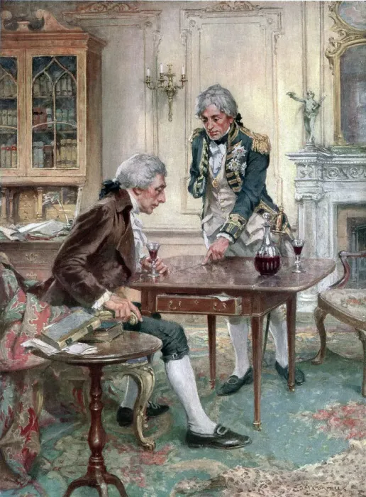 Framed Print : Nelson outlining his battle plans for Trafalgar, 1805 Framed Print : Nelson outlining his battle plans for Trafalgar, 1805