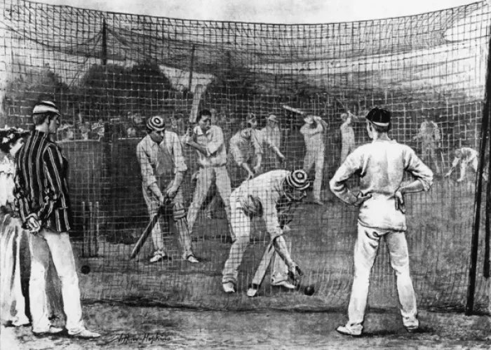Framed Print : Nets practice at the Lords Cricket Ground, London