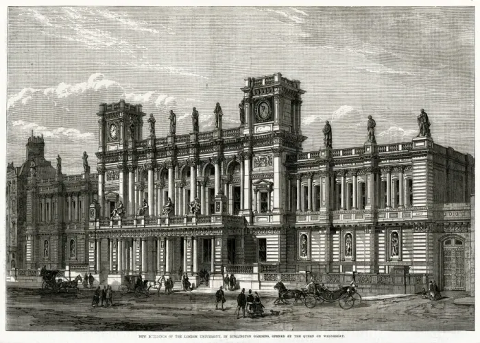 Framed Print : New buildings of London University, Burlington Gardens 1870