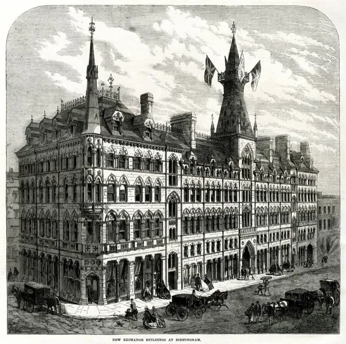 Framed Print : New Exchange Buildings at Birmingham 1865 Framed Print : New Exchange Buildings at Birmingham 1865