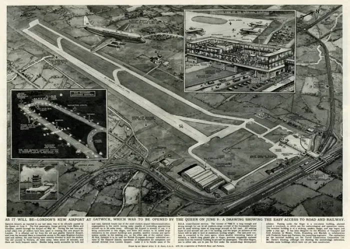Framed Print : New Extended Gatwick Airport, South London 1958 Framed Print : New Extended Gatwick Airport, South London 1958