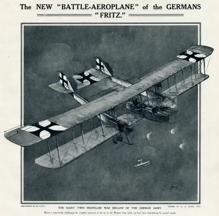 Framed Print : New German fighter plane by G. H. Davis