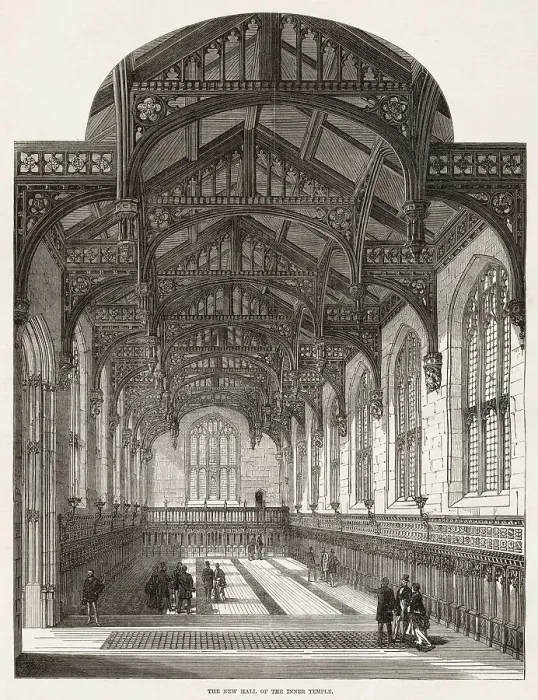 Framed Print : The New Hall of the Inner Temple, London Inns of Court. Date: 1870 Framed Print : The New Hall of the Inner Temple, London Inns of Court. Date: 1870