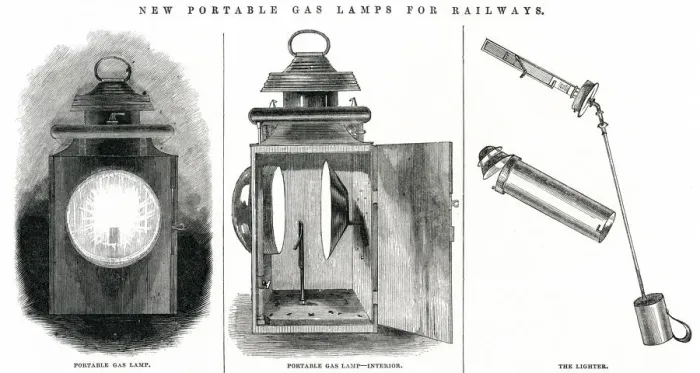 Framed Print : New portable gas lamps for railways 1845