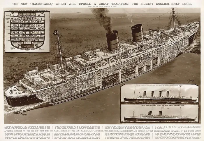 Framed Print : New RMS Mauretania, ocean liner 1938 Framed Print : New RMS Mauretania, ocean liner 1938
