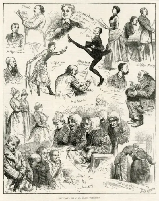 Framed Print : New Years Eve at St. Giles Workhouse Framed Print : New Years Eve at St. Giles Workhouse