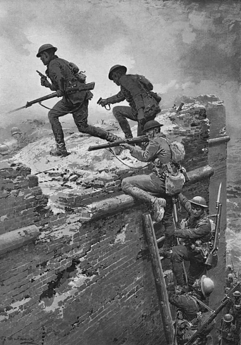 Framed Print : New Zealand troops storm Le Quesnoy Framed Print : New Zealand troops storm Le Quesnoy