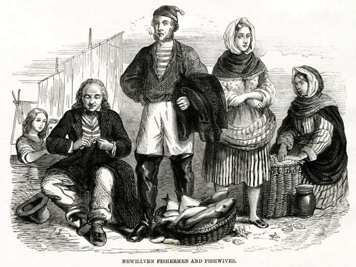 Framed Print : Newhaven fishermen and fishwives 1862
