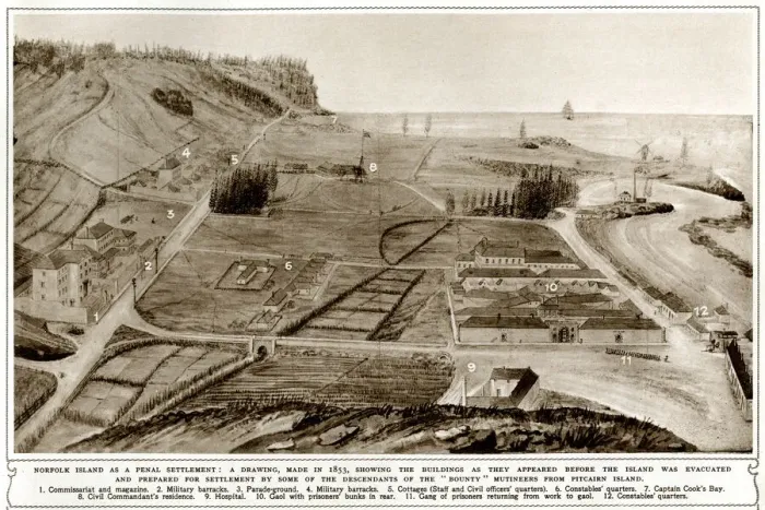 Framed Print : Norfolk Island as a penal settlement, 1853 Framed Print : Norfolk Island as a penal settlement, 1853