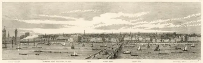Framed Print : North Bank of the Thames from Westminster to Temple, London Framed Print : North Bank of the Thames from Westminster to Temple, London