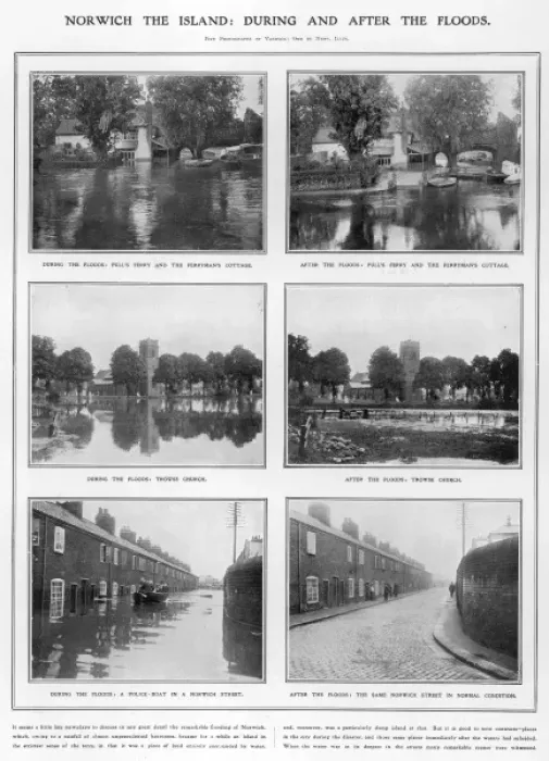 Framed Print : Norwich Flooded 1912 Framed Print : Norwich Flooded 1912