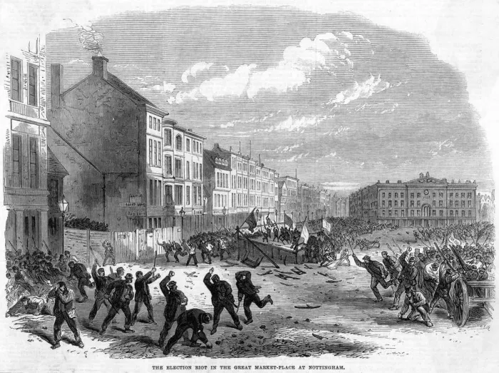 Framed Print : NOTTINGHAM RIOT 1865