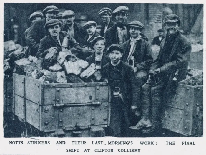 Framed Print : Notts strikers and their last mornings work: The final shift at Clifton Colliery