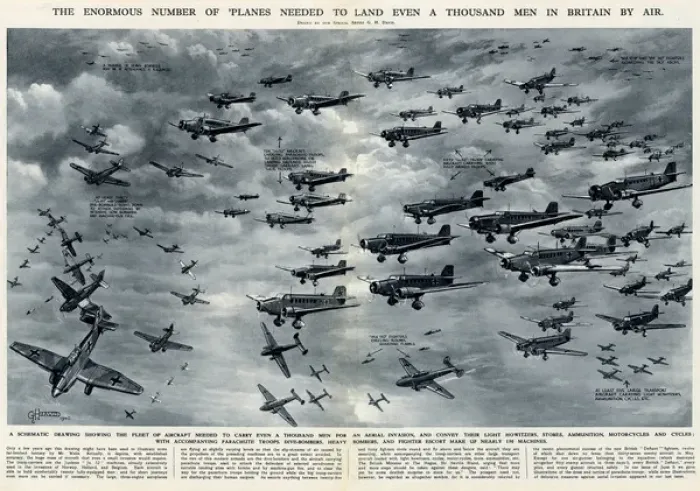 Framed Print : Number of planes needed to land 1000 men by G. H. Davis Framed Print : Number of planes needed to land 1000 men by G. H. Davis