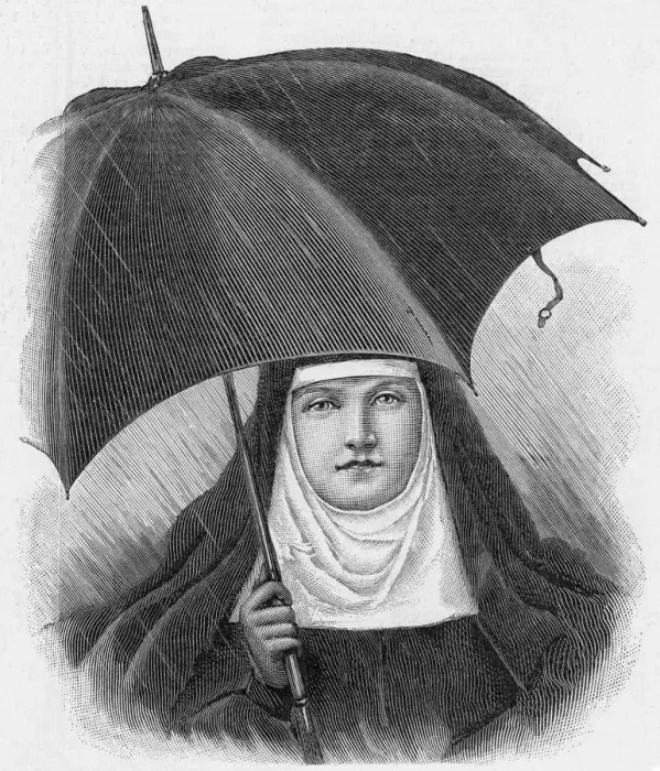 Framed Print : NUN IN THE RAIN Framed Print : NUN IN THE RAIN