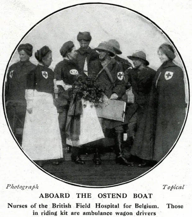 Framed Print : Nurses on board boat for Belgium, WW1