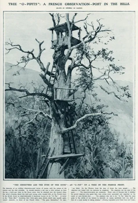Framed Print : O- Pip A French observation post in a tree