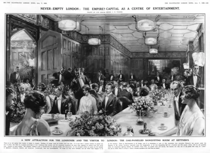 Framed Print : The oak-panelled banqueting room at Kettner s Framed Print : The oak-panelled banqueting room at Kettner s