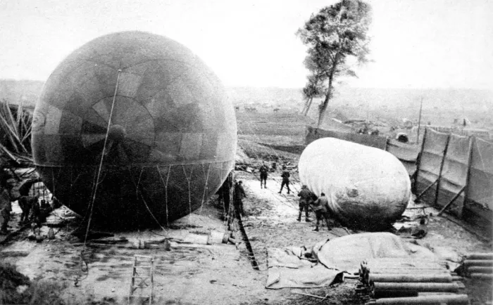 Framed Print : An observation balloon being filled Framed Print : An observation balloon being filled