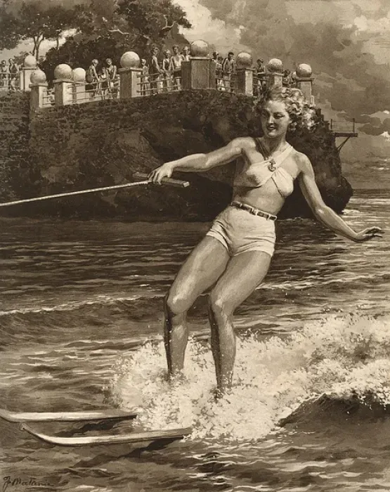 Framed Print : Off the Point de la Vieille at Monte Carlo, water skiing Framed Print : Off the Point de la Vieille at Monte Carlo, water skiing