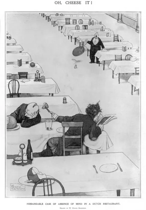 Framed Print : Oh, Cheese it! by W. Heath Robinson Framed Print : Oh, Cheese it! by W. Heath Robinson