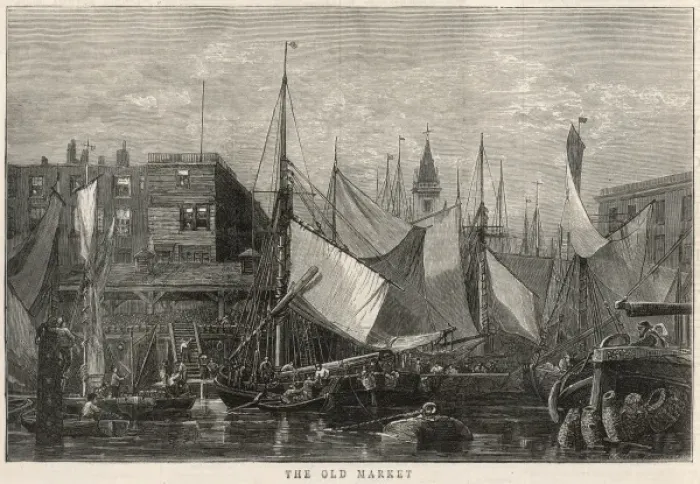 Framed Print : Old Billingsgate Fish Market, London, c. 1875